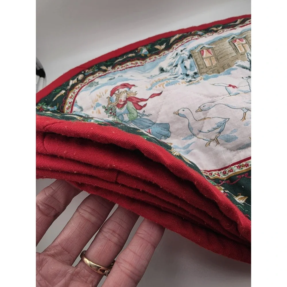 Cotton Quilt Christmas Placemats 6/pk Geese Country Snow Cottage Core